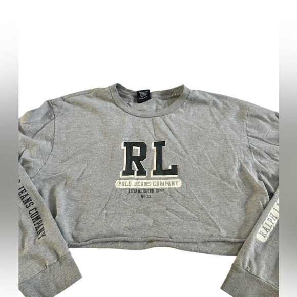 Ralph Lauren Polo Jeans Company Logo Crop top‎ LS tee Shirt Womens XL - Picture 2 of 4